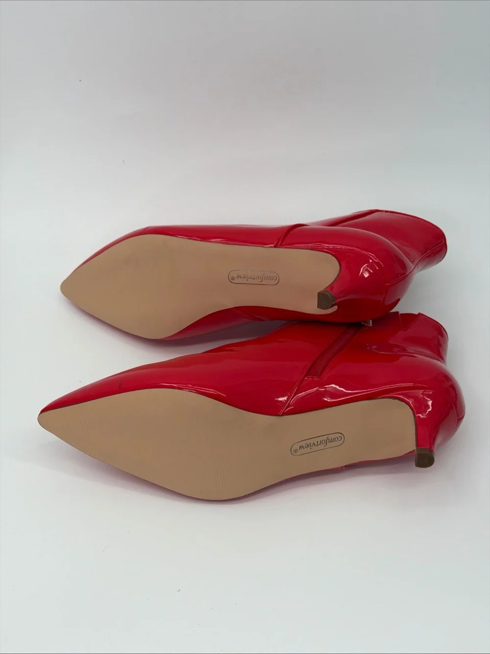 Comfortview Red Patent Pointed-Toe Ankle Boots size 10.5 WW New